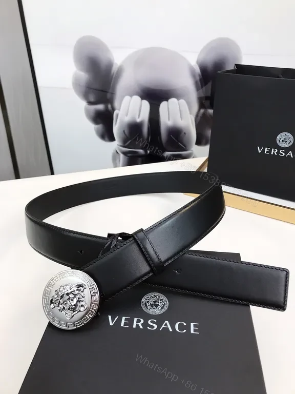 View 4 of Versace Black Leather Belt: Bold Medusa Buckle, Modern Luxury