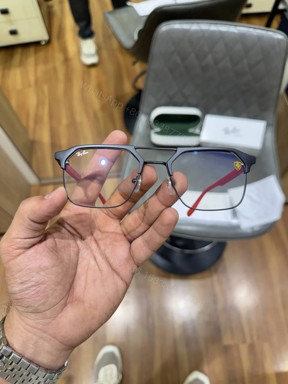 View 3 of First Copy RayBan 04 Ferrari Black Plano Sunglasses