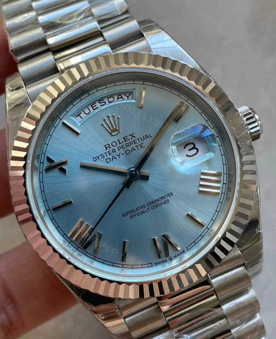 View 3 of EWF Factory SS 1:1 Rolex Day Date II 228239 Best Edition Light Blue Dial A3255
