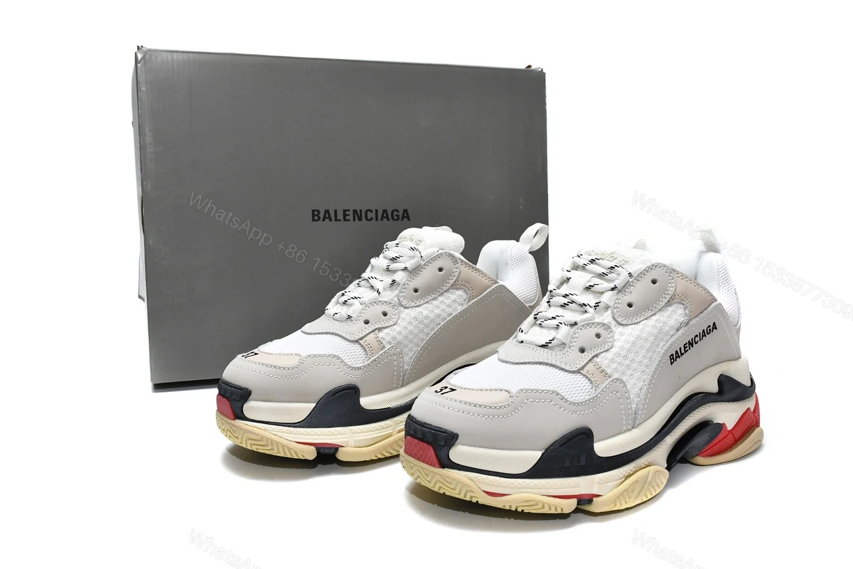 Balenciaga NEW Triple S White Red 544351 W09E1 4552 — view 2
