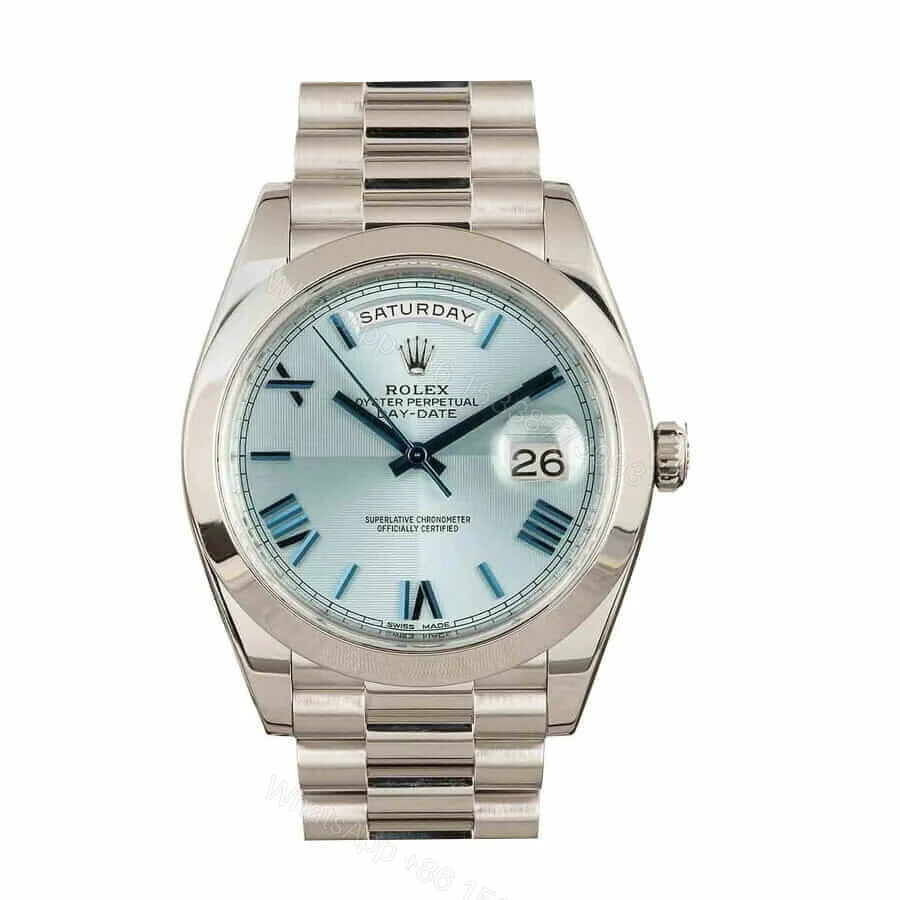 Rolex Oyster Day-Date 40 228206 Super Clone : 40mm Platinum Ice Blue Roman Dial — view 1