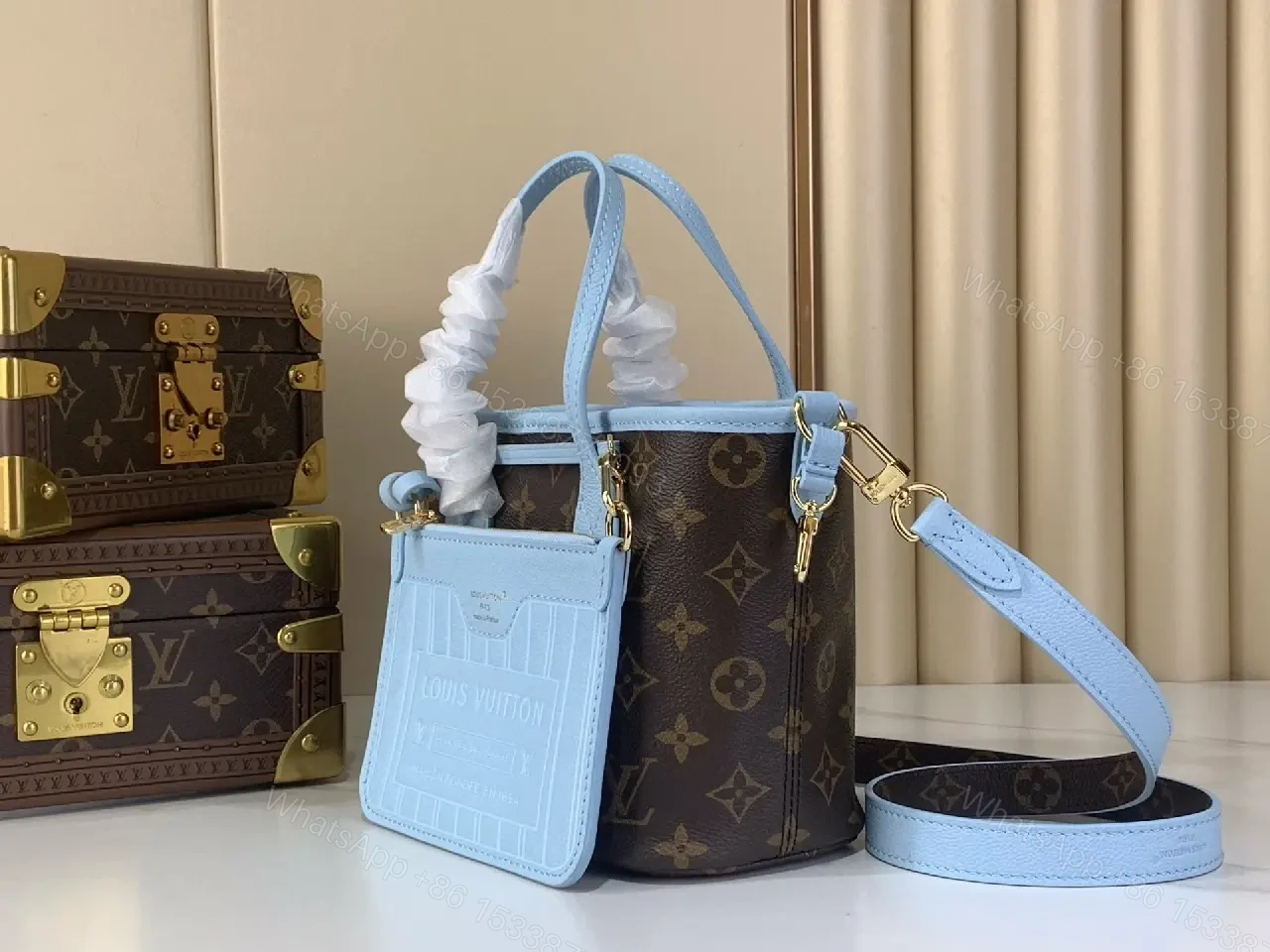 View 7 of Pastel Monogram Tote: Luxurious Monogram-Accent Carryall Tote