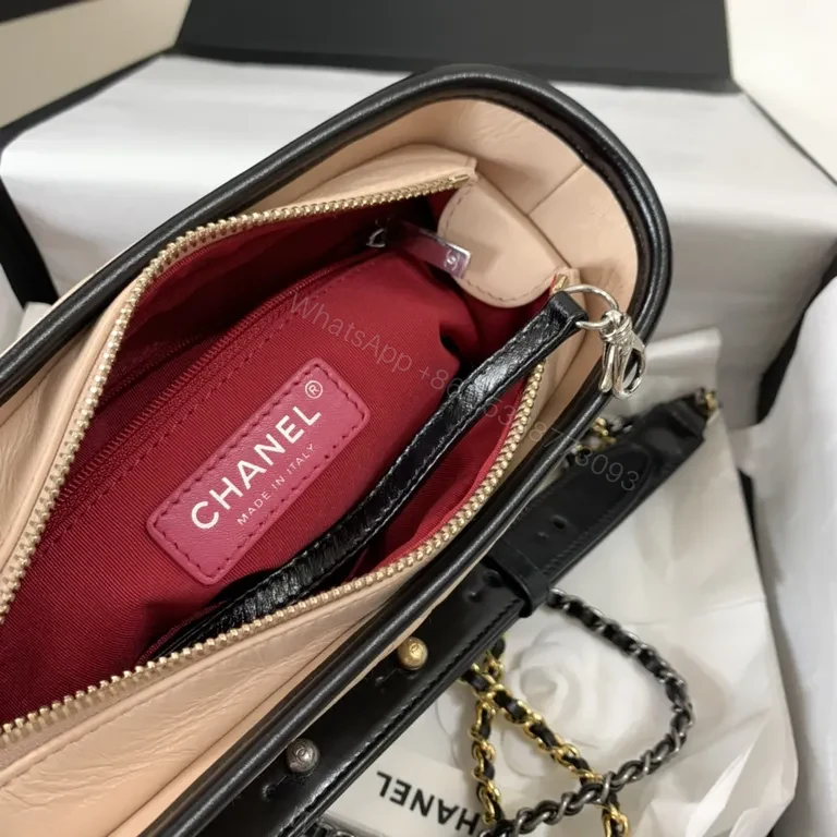 View 2 of Chanel-Inspired Quilted Mini Bag: Nude & Black, Chain Charm