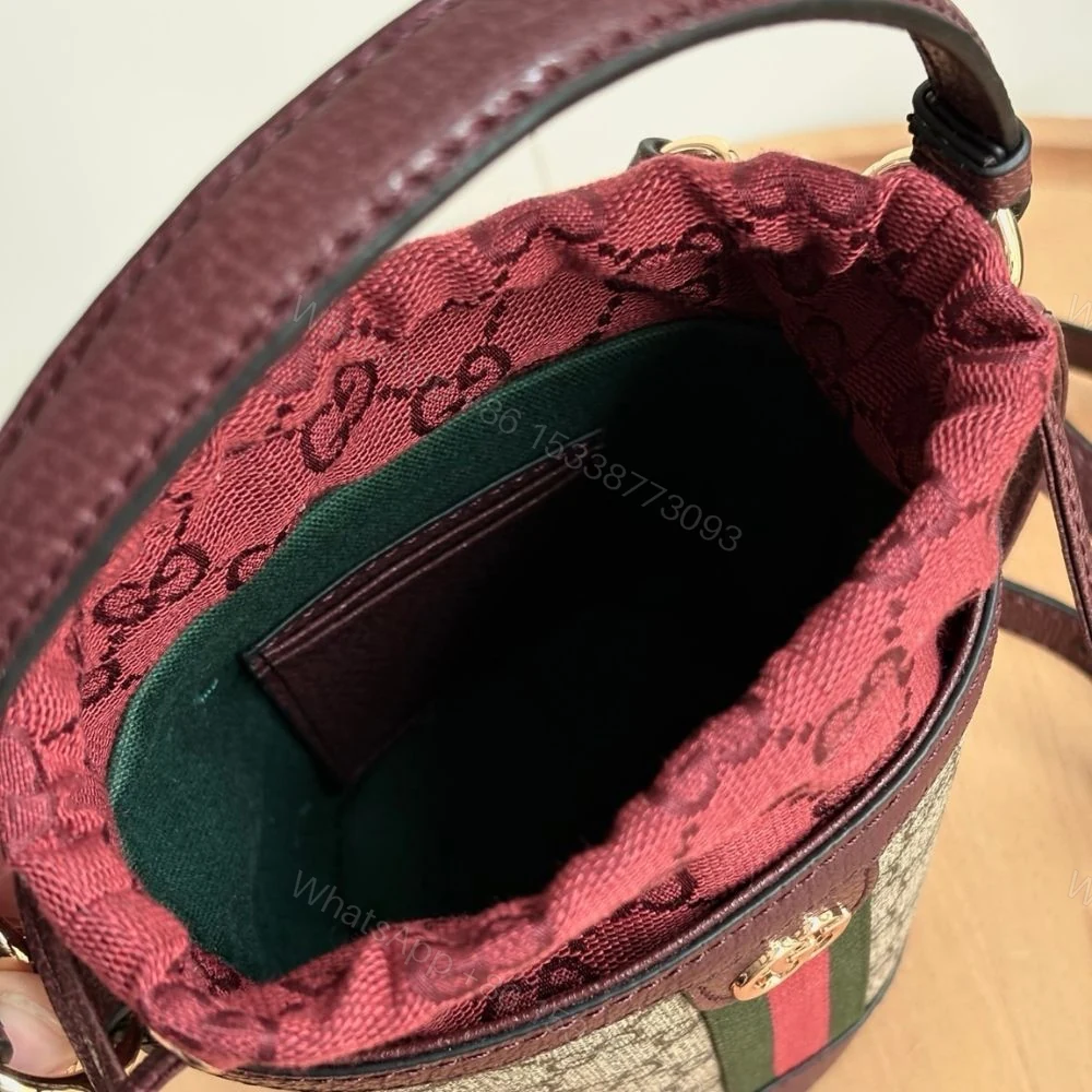 View 6 of Gucci Ophidia Mini Bucket Bag Beige And Dark Red 20Cm