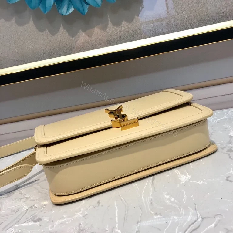 View 8 of Refined Leather Crossbody: Y-Accent Designer-Inspired Bag