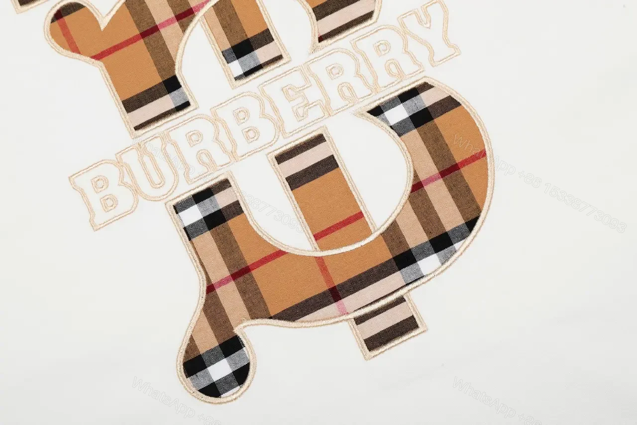 View 3 of White Plaid Logo Graphic Tee, Premium Cotton, Casual Luxe