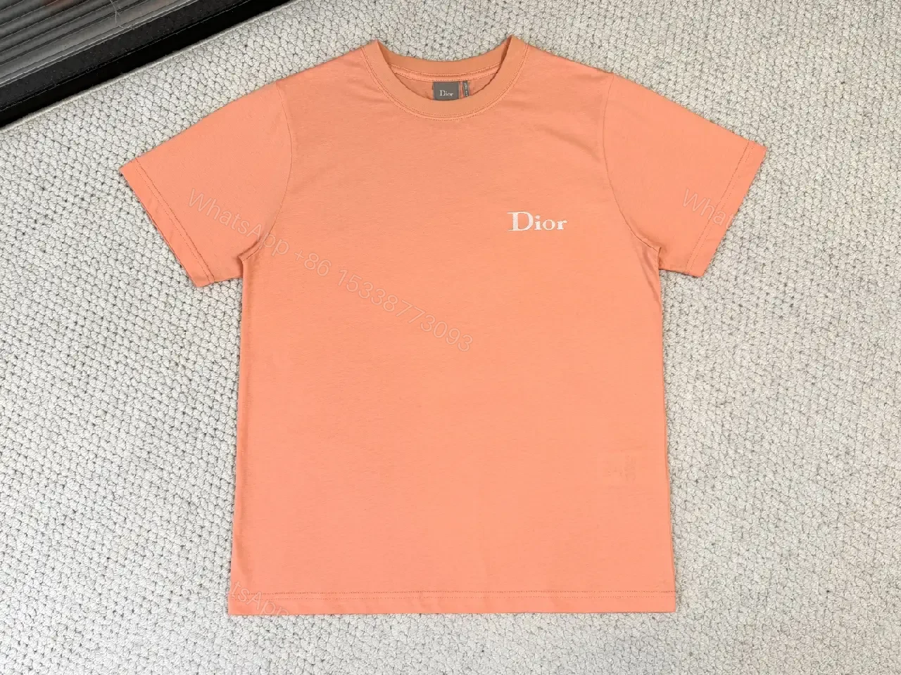 View 10 of Coral Cotton T‐Shirt with Subtle Logo – Everyday Luxury Comfort