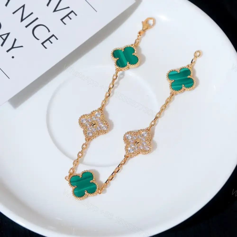 高仿首飾VanCleef&Arpels*RO7GQ00孔雀綠鑽石黃金手鏈 — view 1