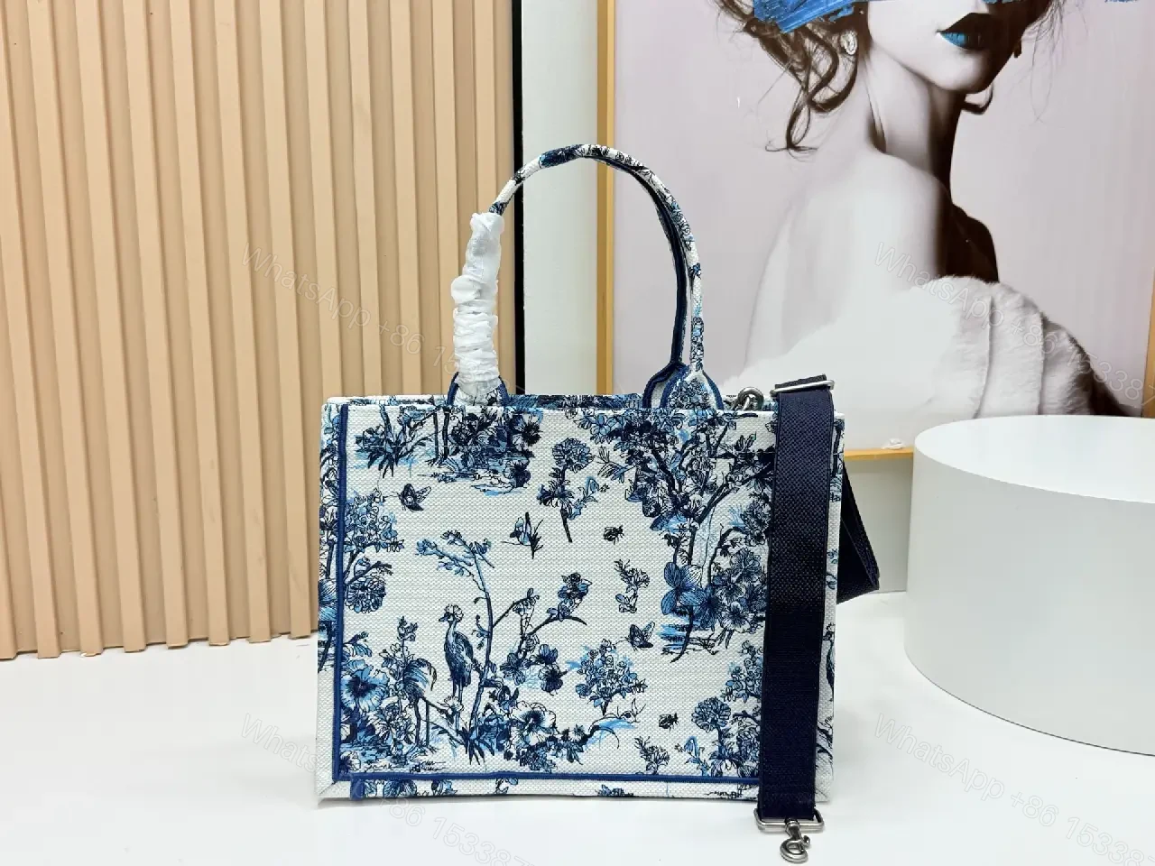 View 4 of Refined Toile de Jouy Tote: Everyday Luxury Statement