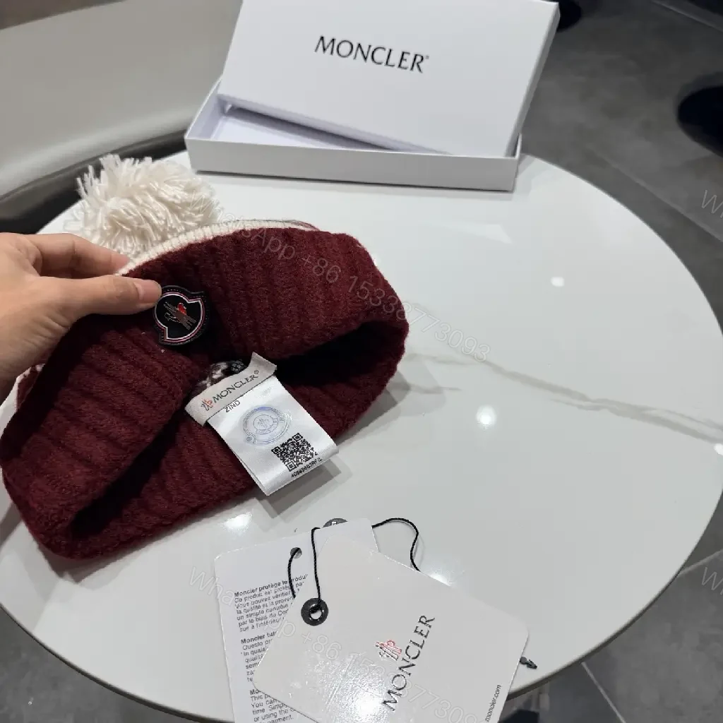 View 7 of Warm Wool Blend Beanie with Nordic Band and Pom Pom