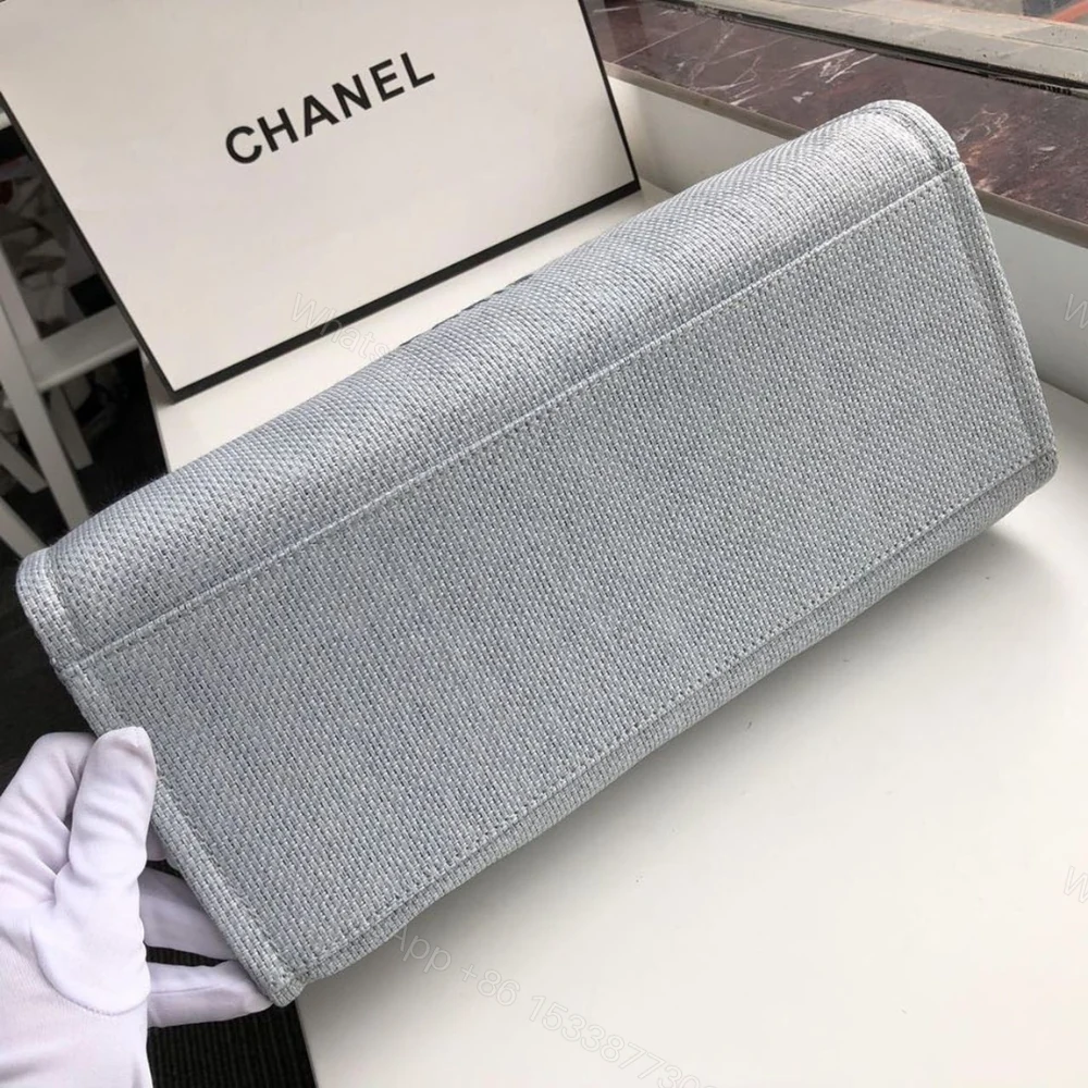 View 5 of Chanel Deauville Tote White Gray 38cm A66941
