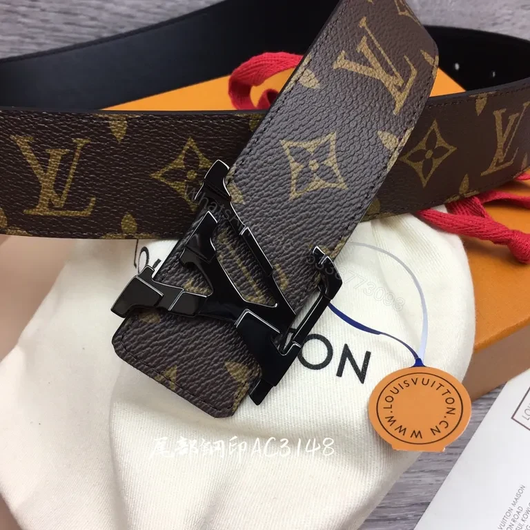 View 6 of Iconic LV Monogram Belt â€“ Premium Leather Backing, Gunmetal Buckle