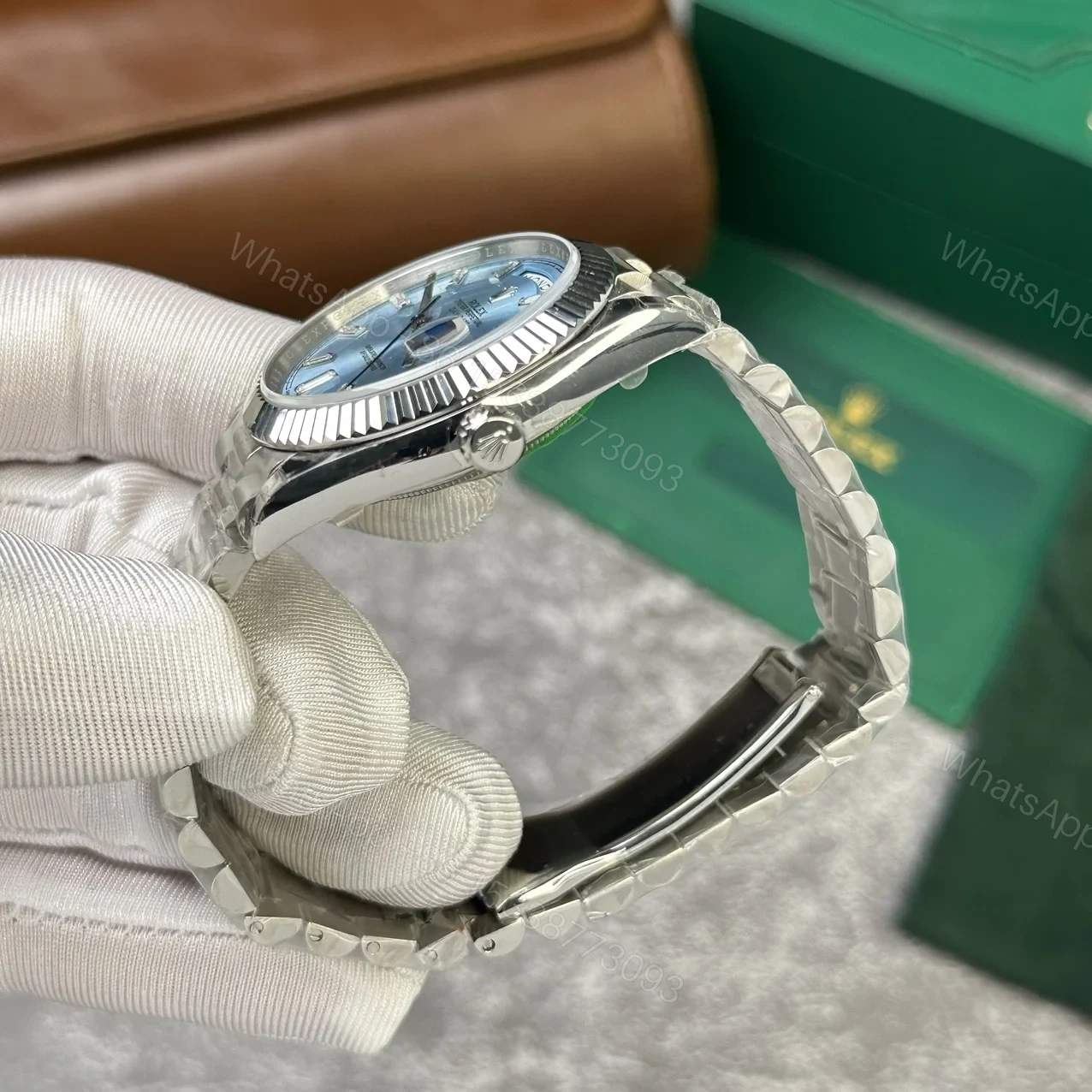 View 5 of Superclone Rolex Day-Date Ice Blue Diamond Dial 228236-0006 40 mm
