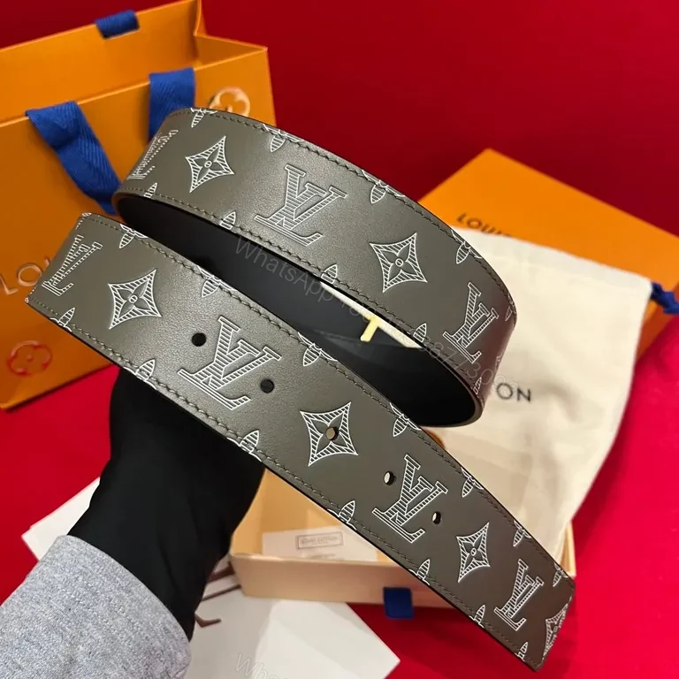 View 2 of Chic Monogram Belt: Luxury LV-Style Gold Buckle Belt