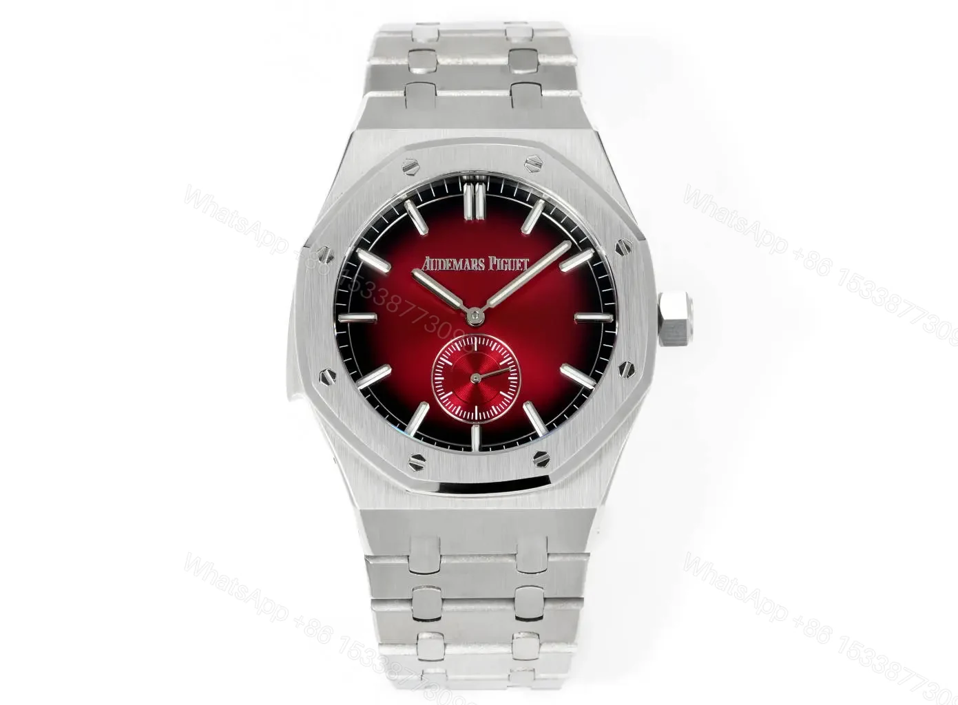 JH Factory Audemars Piguet Royal Oak Men’s Watch – Red Dial, Stainless Steel Case and Bracelet, 42mm — view 1