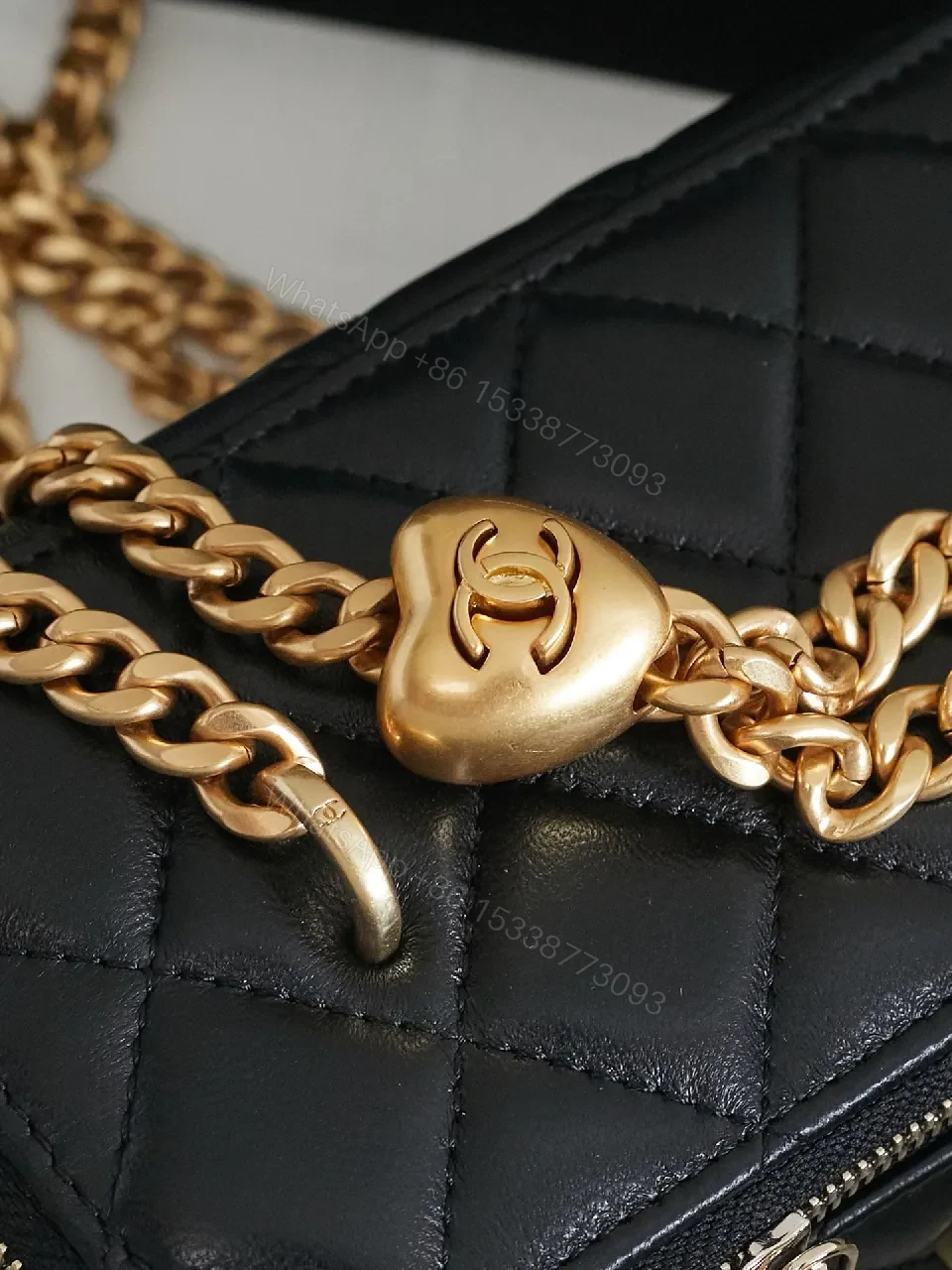 View 4 of Quilted Black Crossbody Bag + Gold Chain + Compact Luxury Bag
