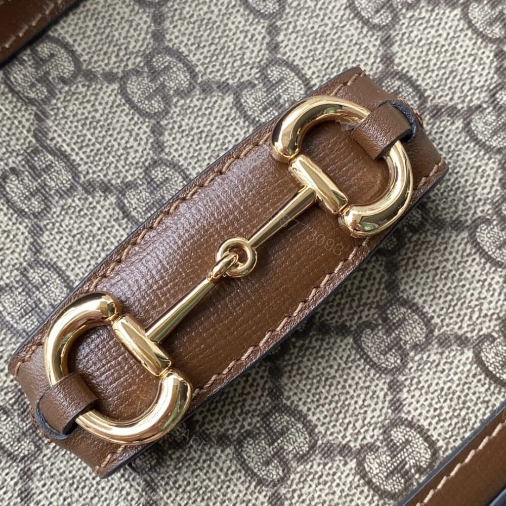View 3 of Gucci Horsebit 1955 Mini Bag Beige And Ebony Supreme Canvas 20Cm 658574 HUHHG 8565