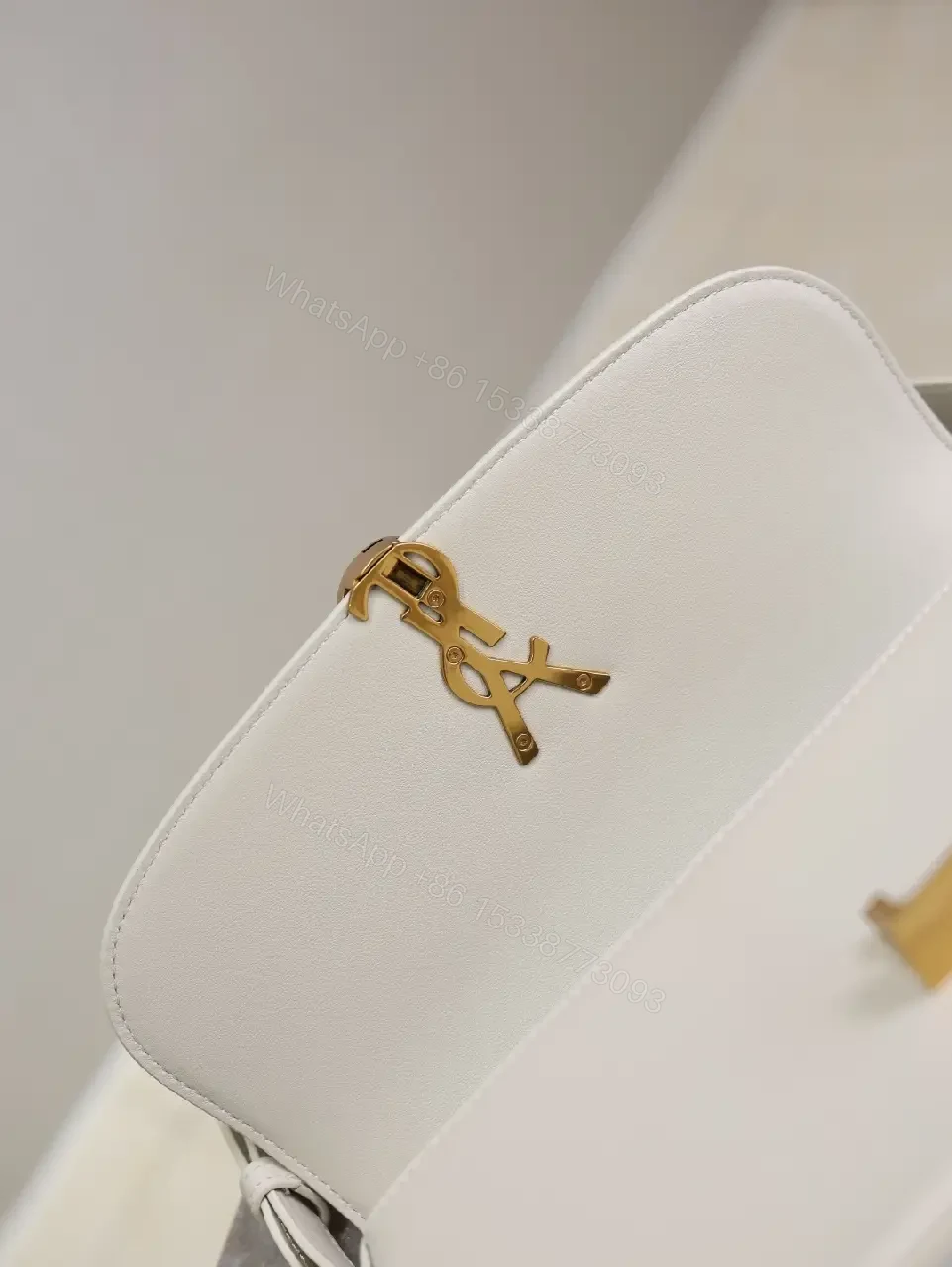 View 10 of Ivory Leather Crossbody — Gold-Accent, Compact, Everyday Ease