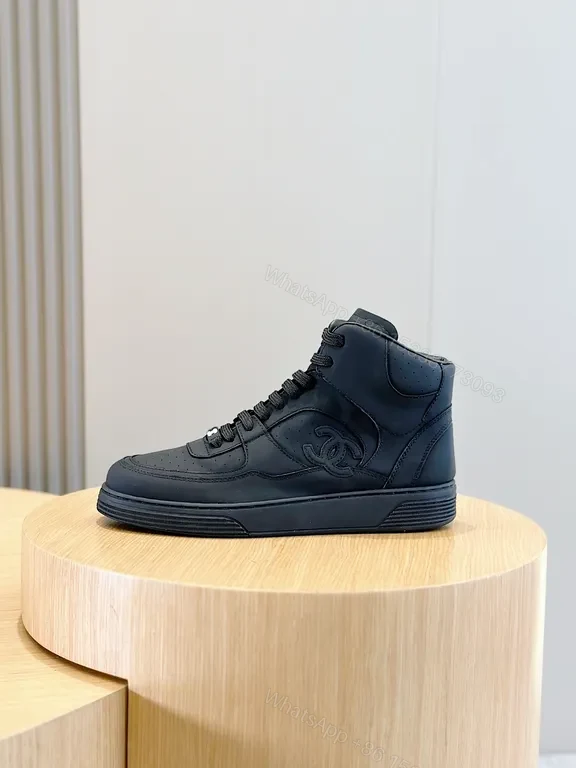 View 4 of Chic Black Leather High-Top Sneakers with Luxury Detailing