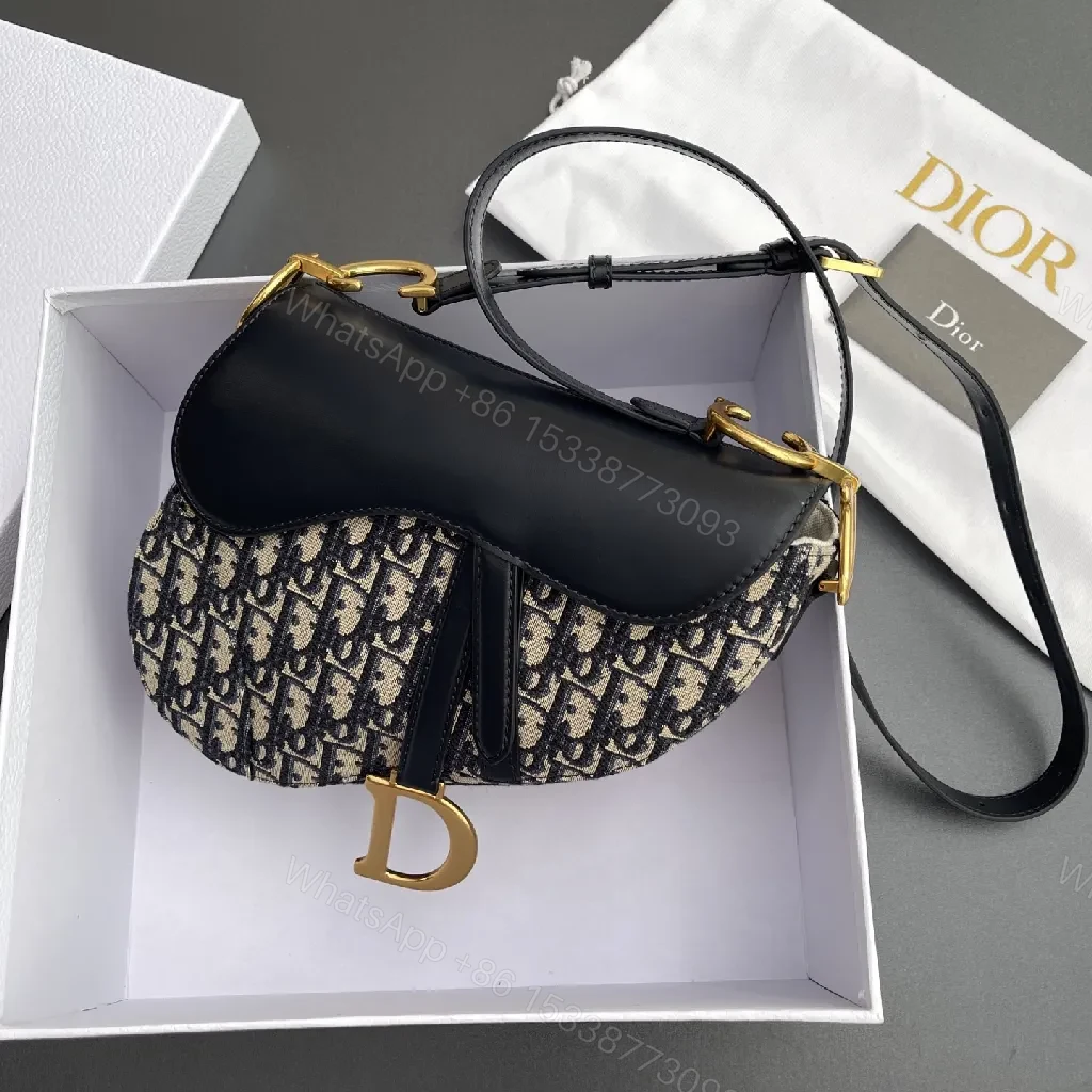 View 7 of Chic Saddle Bag: Monogram Jacquard, Leather Trim, Gold Hardware, Everyday Versatility
