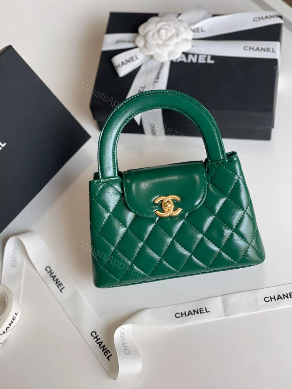 View 2 of Chanel Shiny Aged Calfskin Quilted Nano Kelly Shopper