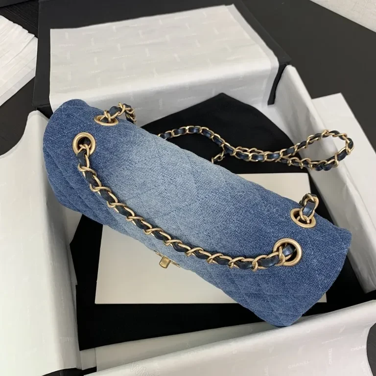 View 3 of Denim-Quilted Chain Bag: Modern Texture, Chanel-Inspired Chic