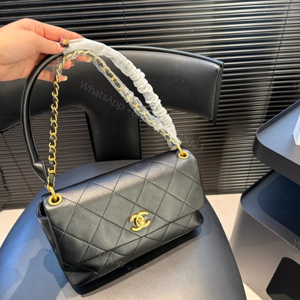 View 2 of Chanel Large Flap Bag Gold Tone Hardware Black 25Cm