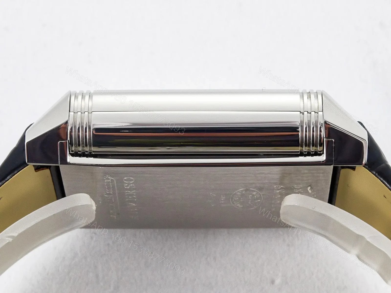 View 27 of Reverso Classic Duoface Small Seconds SS MGF Best Edition White Guilloché Dial on Black Leather Strap A854A