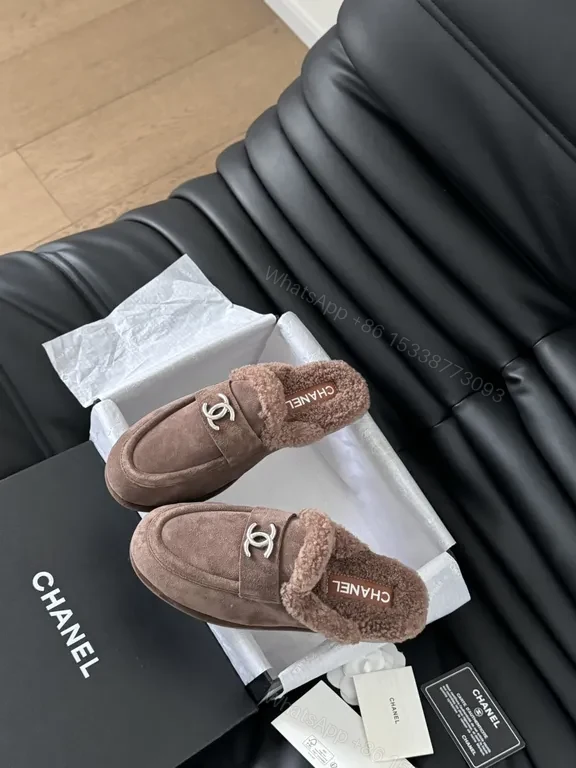 View 8 of Warm Taupe Suede Mules + Shearling Comfort + Luxe Designer-Inspired Footwear