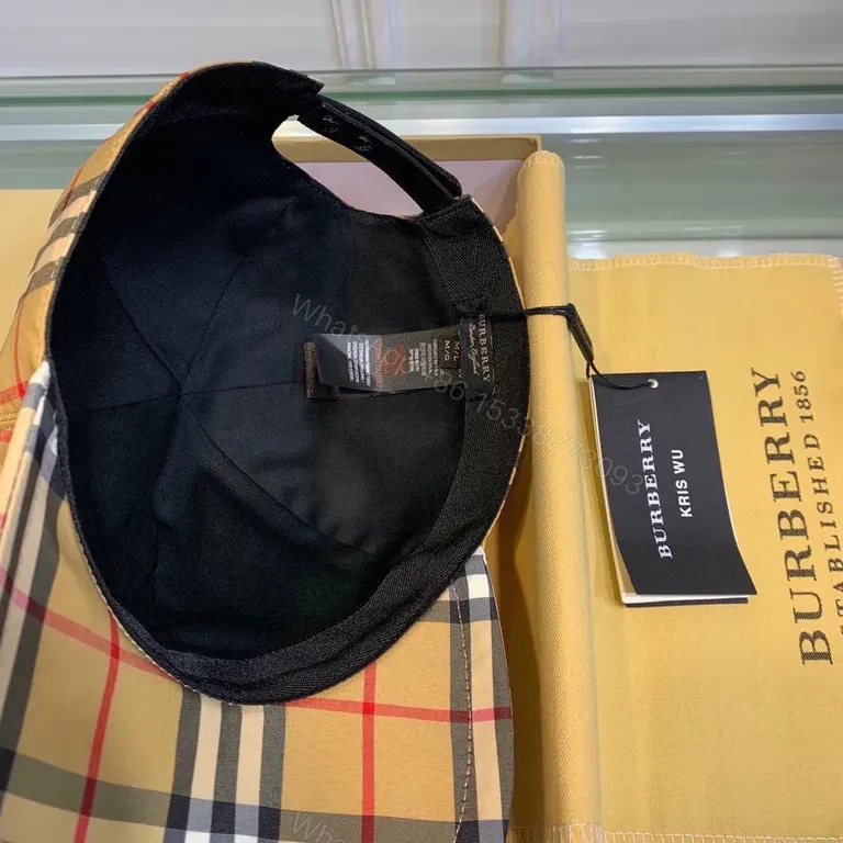 View 2 of Signature Burberry Plaid Cap: Premium Cotton-Twill, Unisex Style