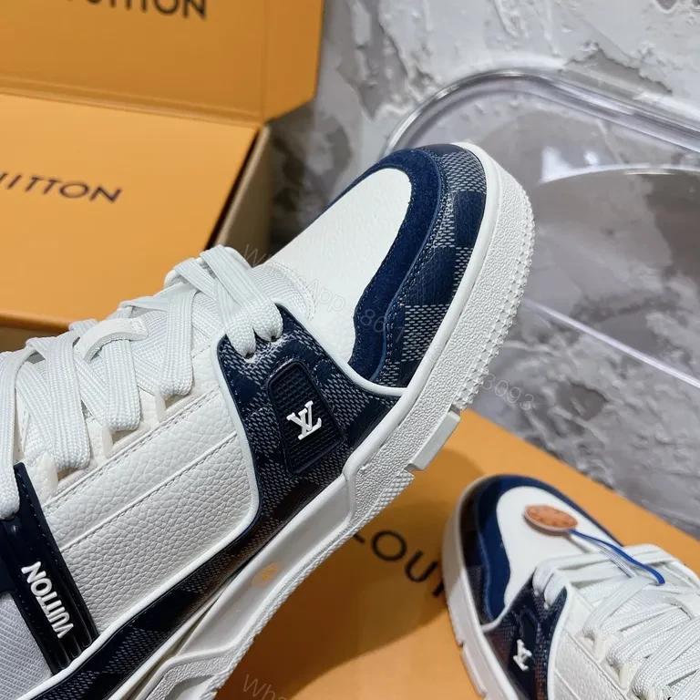 View 6 of Modern LV Monogram Luxe Sneakers - Contrast Panel High-Tops