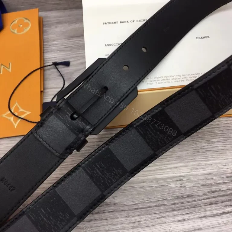 View 5 of Monogram Black Leather Belt â€” Luxury LV Couture Style, 38mm