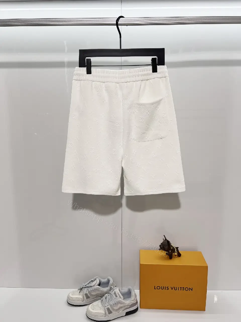 View 9 of White Patterned Swim Shorts — Lightweight, Mid-Thigh Comfort