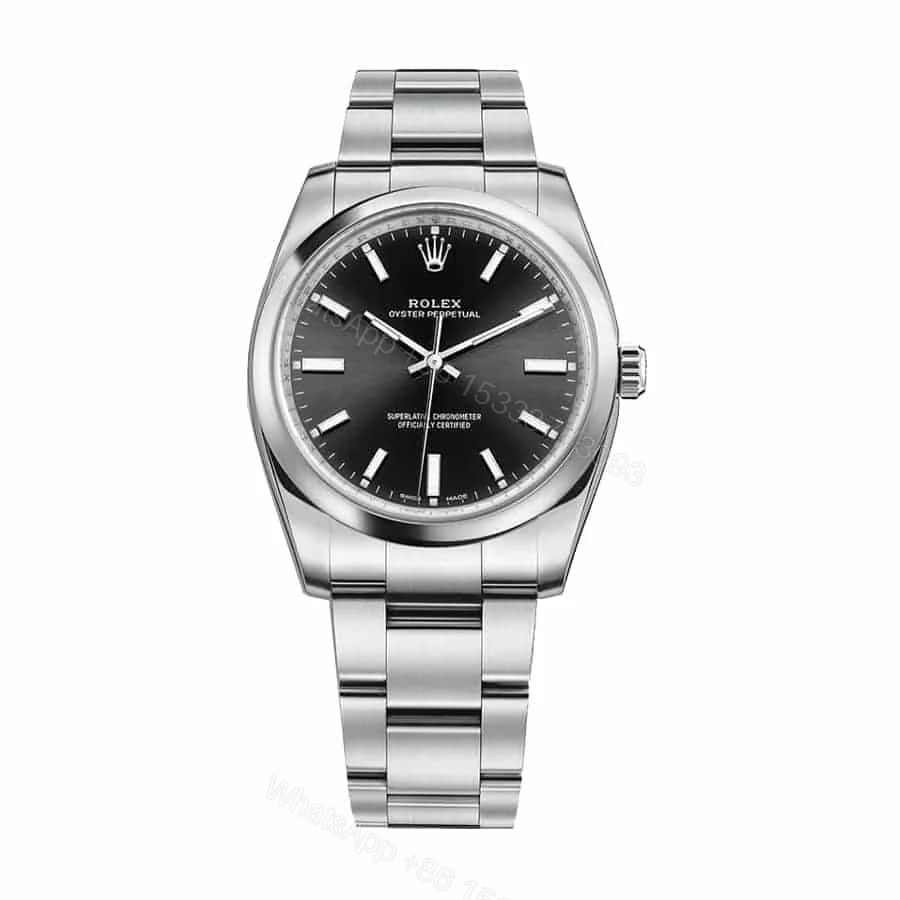 Rolex Oyster Perpetual 114200 Super Clone: 34mm Black Dial Ladies Watch — view 1