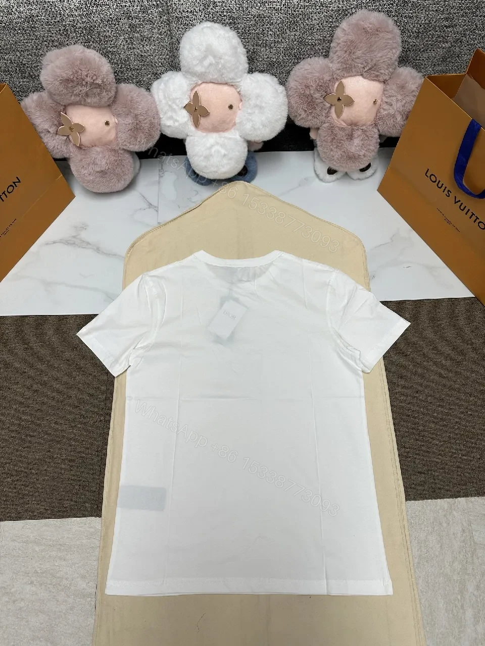 View 8 of White Cotton Crew Tee + Premium Blend + Luxe Minimal + Dior Script Accent + T-Shirt