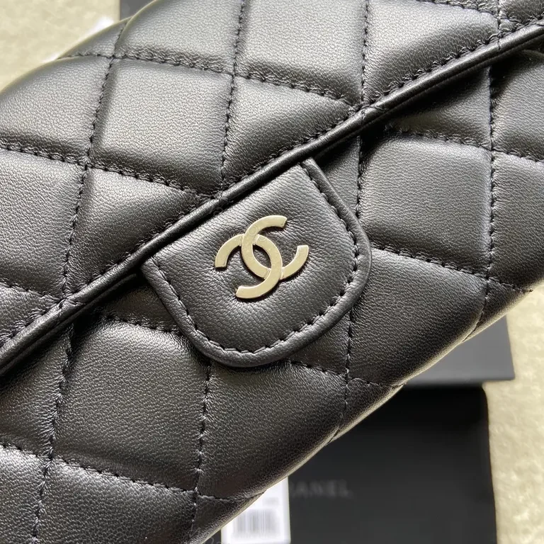 View 6 of Black Quilted Calfskin Wallet Clutch with CC Clasp