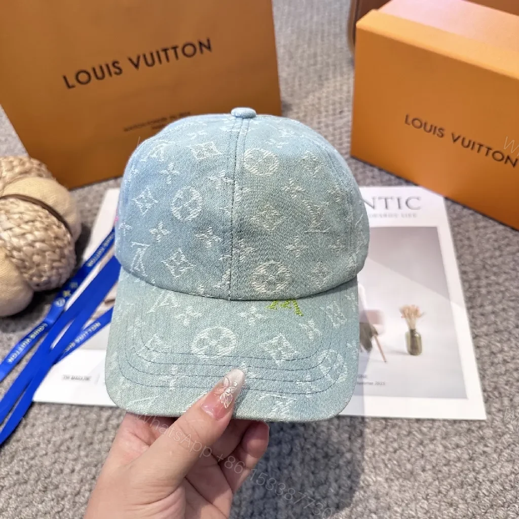 View 2 of Denim Monogram Cap: Luxe Streetwear Shine, Adjustable