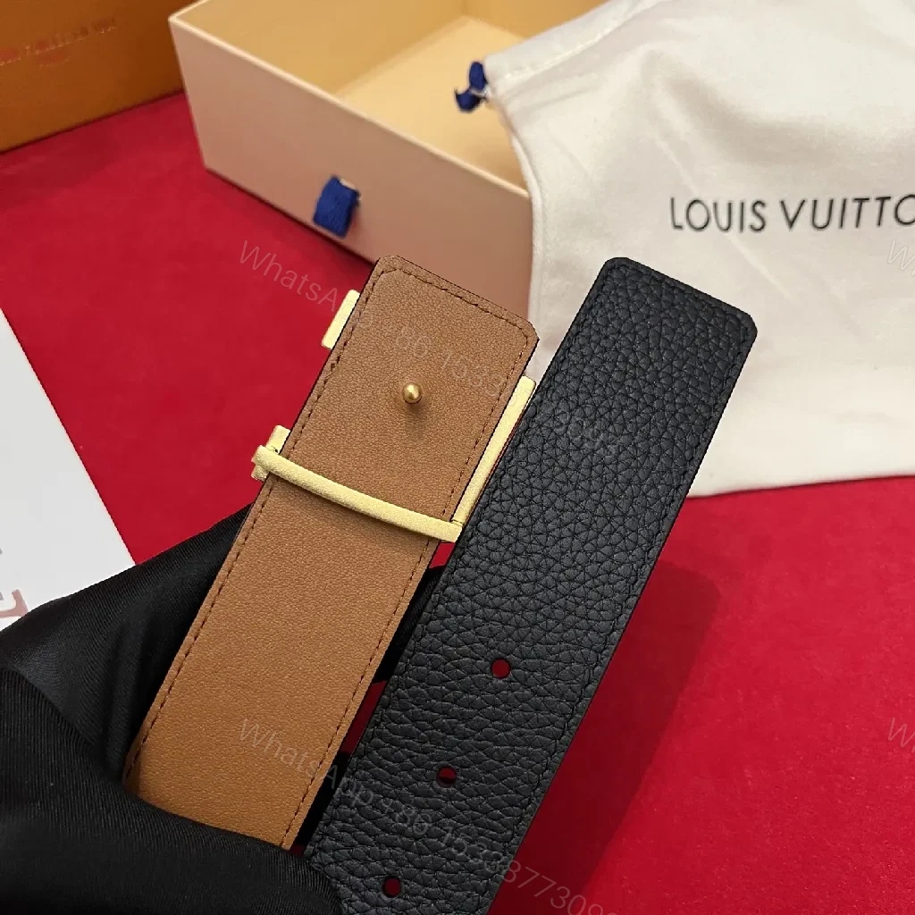 View 9 of Classic Black Leather Belt with Gold Buckle - Unisex Luxury Accessory