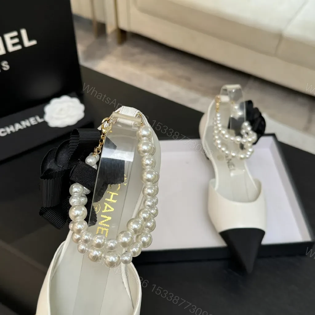 View 6 of Elegant Pearl Slingback Pumps: Luxe Two-Tone Couture Pumps