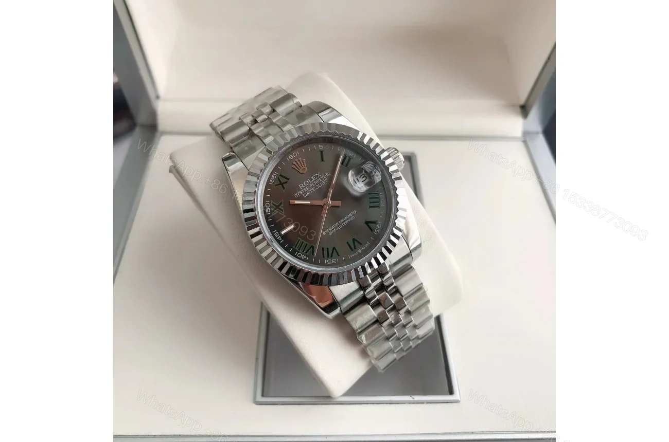 View 3 of Replica Rolex Datejust SS/SS Jub Grey/Rmn 36/28 mm