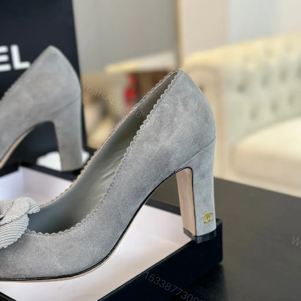 View 7 of Soft Taupe Corded-Flower Pumps with Chanel Twist Footwear