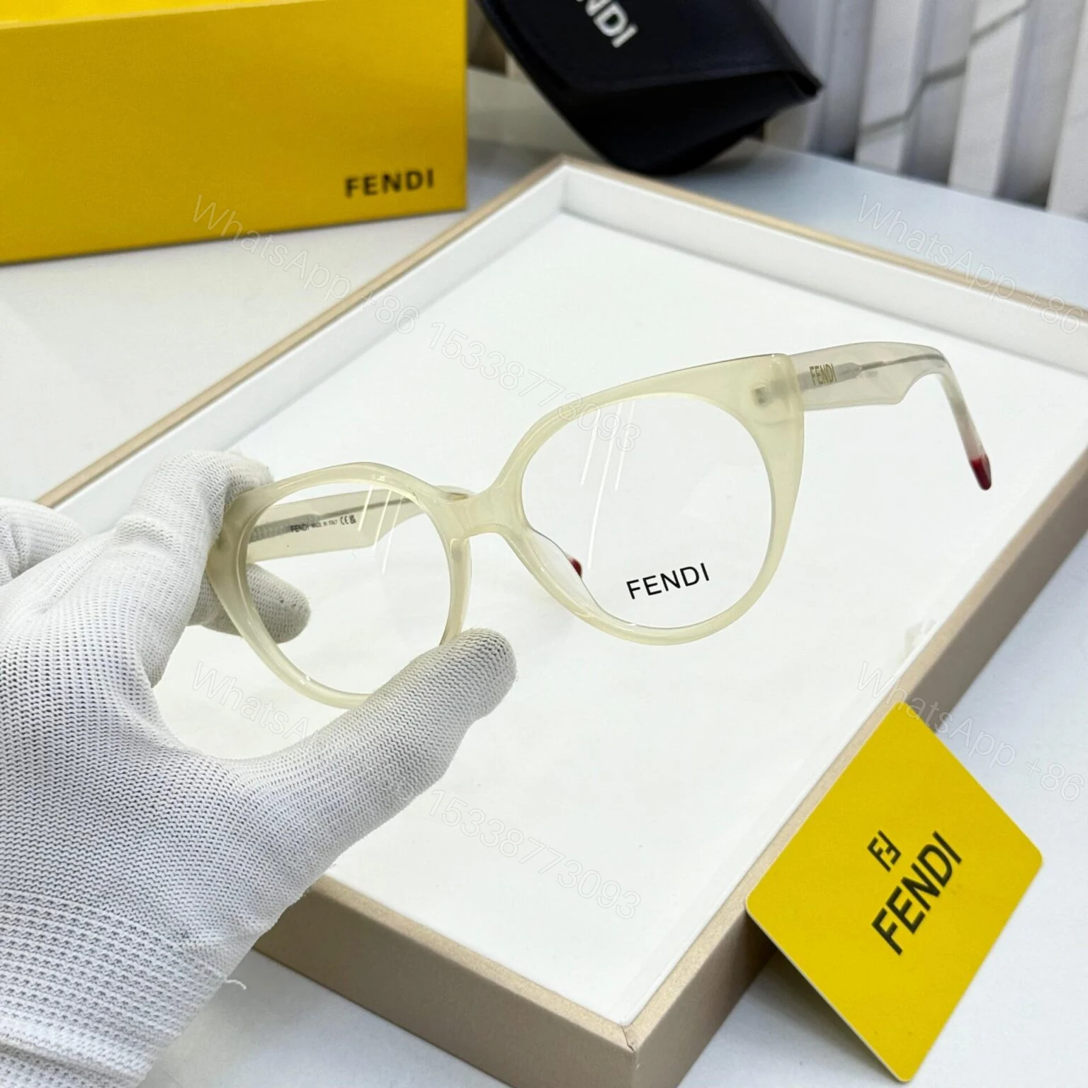 View 2 of Fendi Cateye White Eyeglasses UV Protection