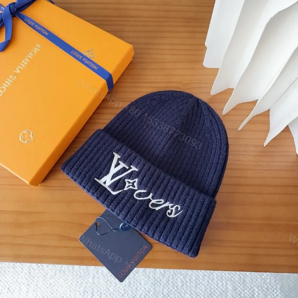 View 3 of Navy Knit Beanie + Monogram Patch + Cozy Luxury Cap