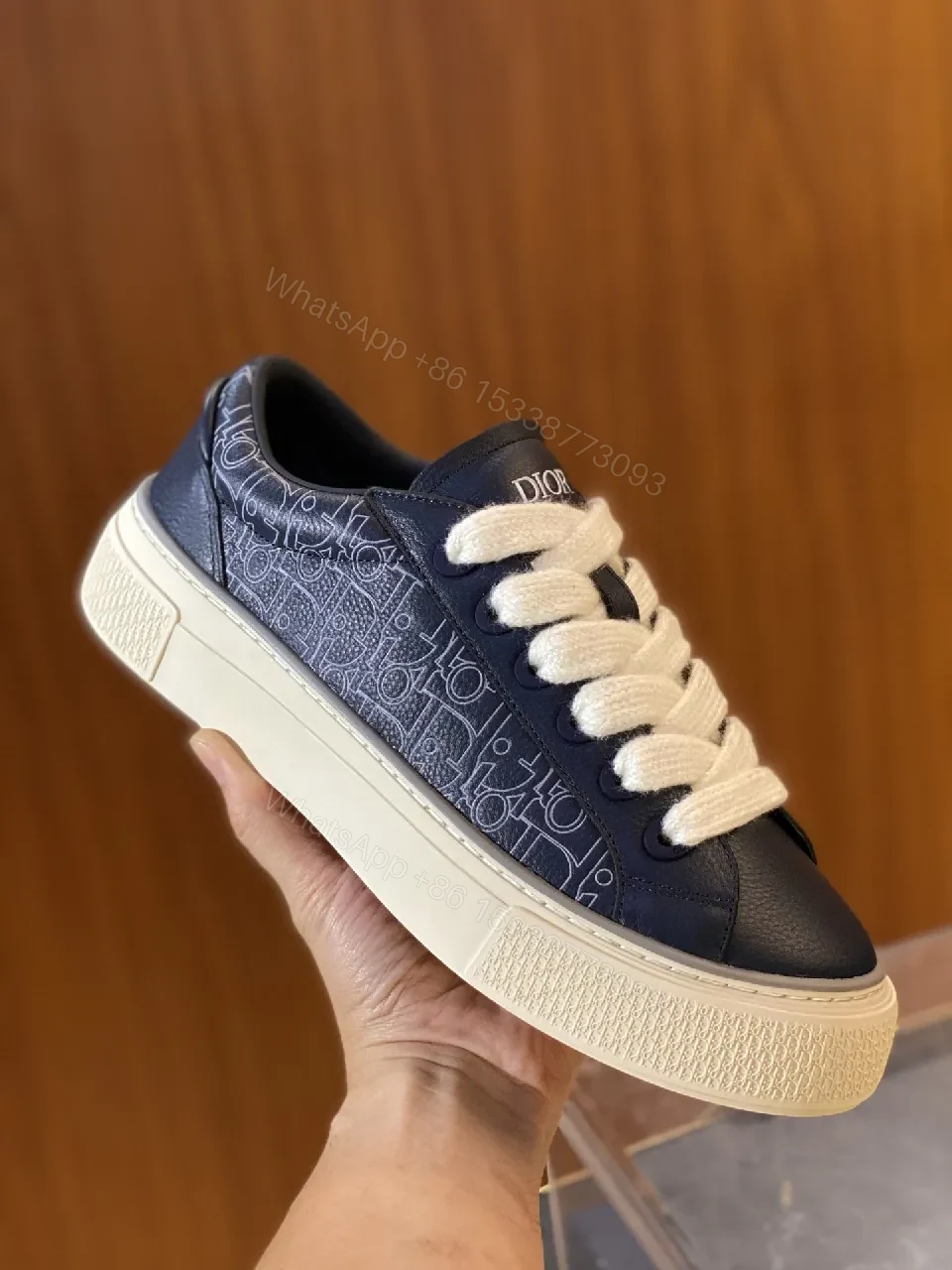 View 5 of Beige Leather Low-Top Sneakers with Subtle Designer Edge