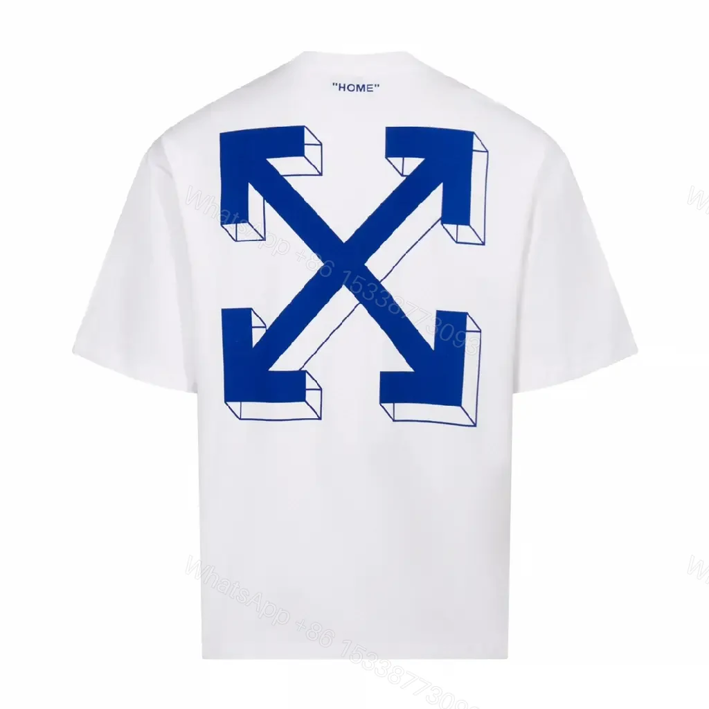 View 6 of White Cotton Casual Graphic Tee Large Centered “Off-White” Logo T-Shirt