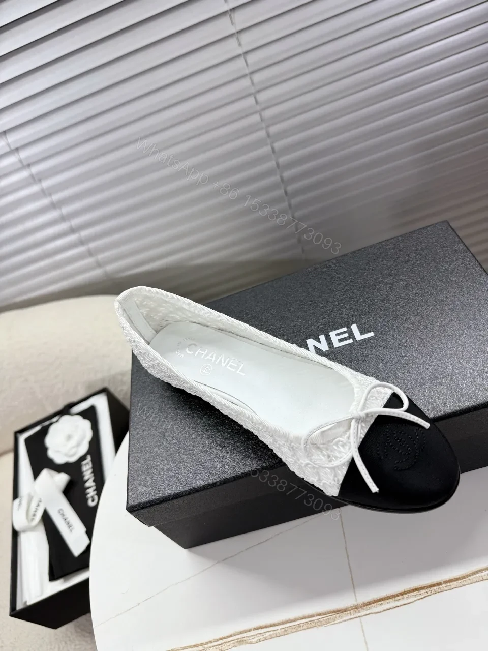 View 3 of Lace-Textured Black Cap Toe Flats, Subtle Luxury, Flat Shoes