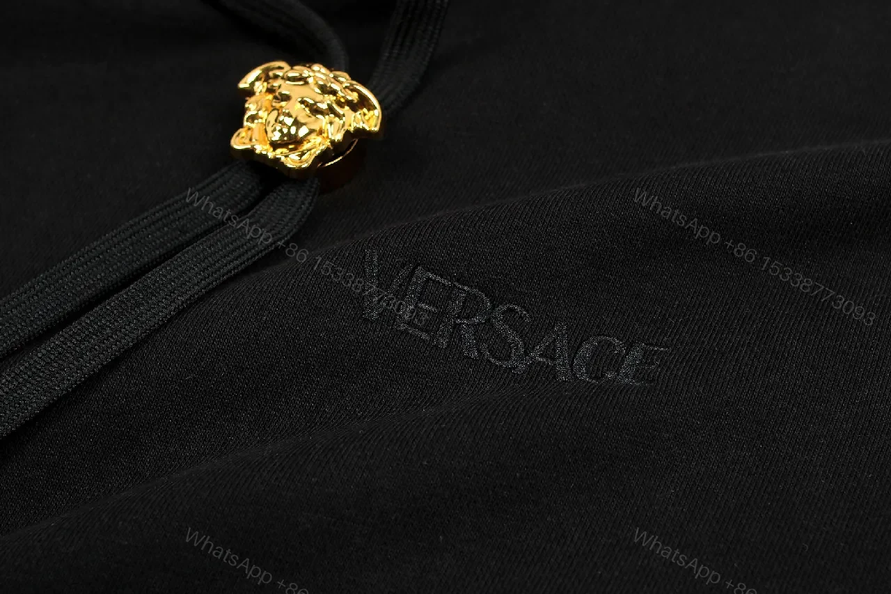 View 4 of Black Cotton Hoodie with Luxe Details, Minimalist Designer Style