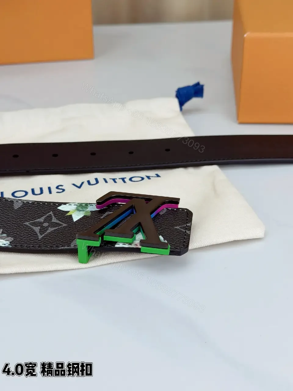 View 6 of Chic Monogram Floral Belt: Luxury Coated-Canvas Accessory
