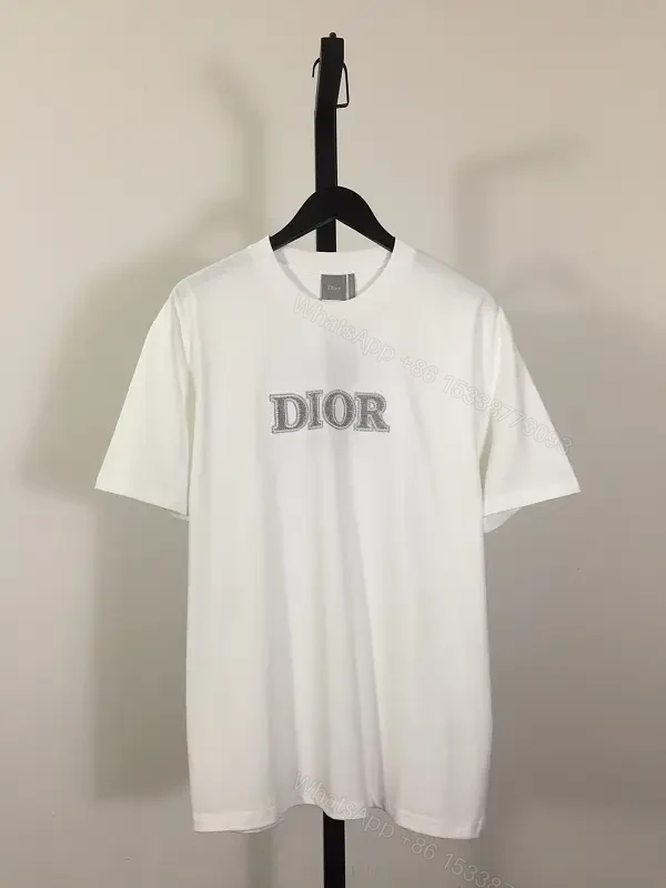 White Cotton T-Shirt Silver-Embellished Logo T-Shirt — view 1