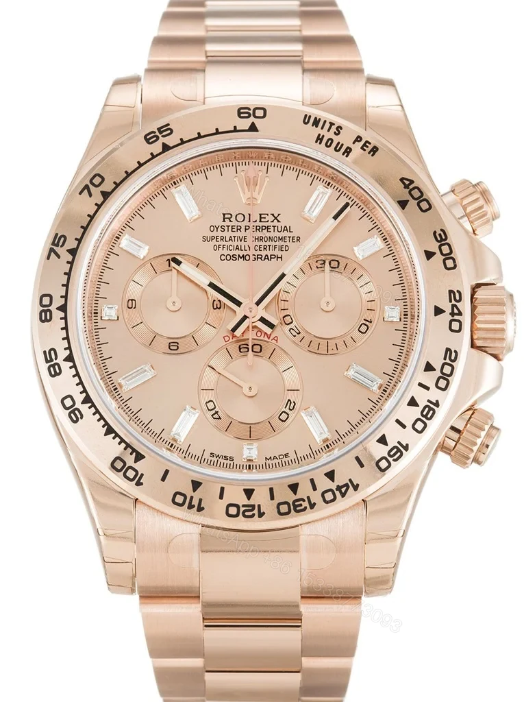Replica Rolex Daytona Rose Diamond Baguette Dial 116505 — view 1